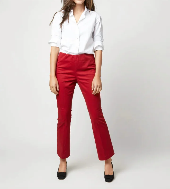 Trendy Aesthetics Faye Flare Cropped Pants In Red Stretch Sateen