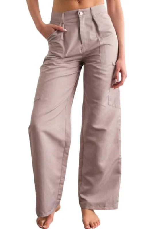 Trendsetter's Closet Irene Loose Fit Cargo Pants In Grey