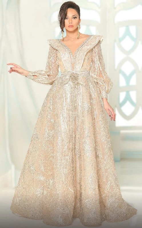 Flash Sale Event MNM Couture - 2522 Illusion Jewel Lone Sleeves Gown