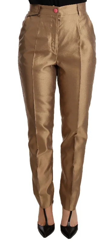 Luxury Fashion Dolce & Gabbana Elegant Tape Silk Trousers in Women's