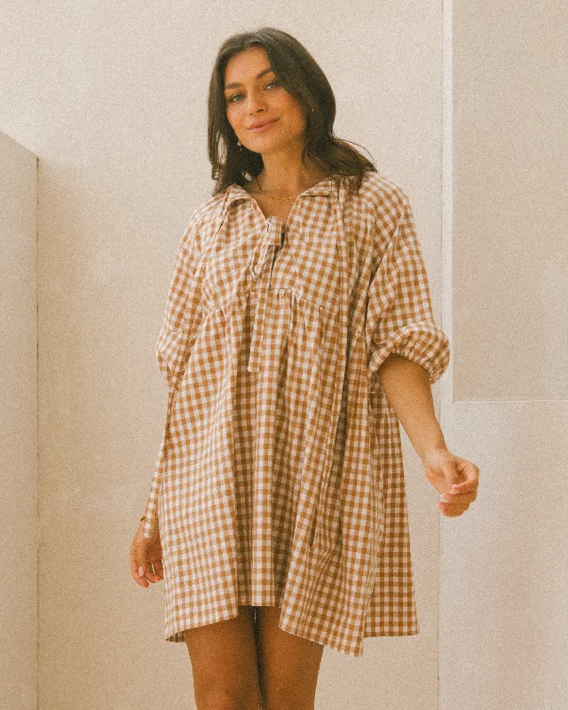 Trend Driven Wardrobe Florence Mini Dress | Caramel Gingham