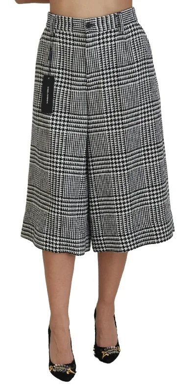 Elegant Style Dolce & Gabbana Elegant High Waist Plaid Midi Women's Pants