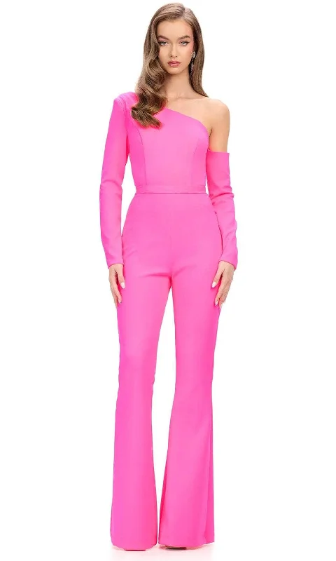 Best Online Clothing Boutiques Ashley Lauren 11763 - One-Shoulder Jumpsuit With Wide Legs