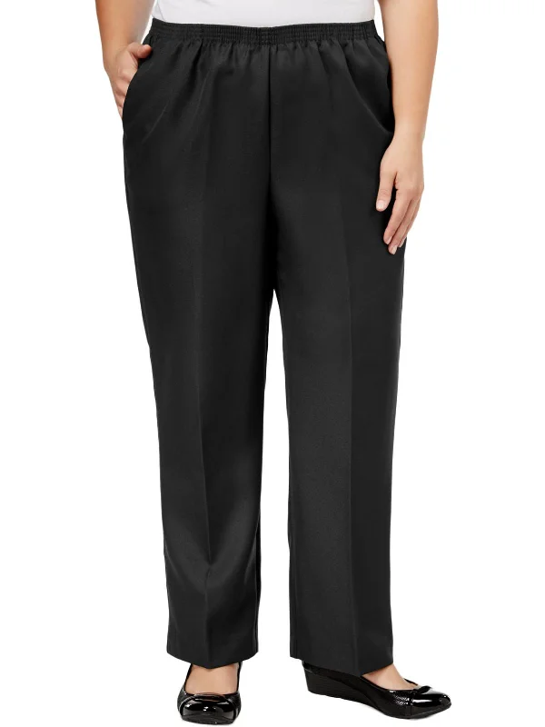 Don't Miss Out Plus Classics Womens Pleated Pull On Straight Leg Pants