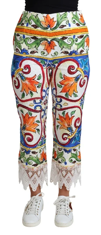 Trendy Fashion For Women Dolce & Gabbana Majolica High Waist Cropped Women's Trousers