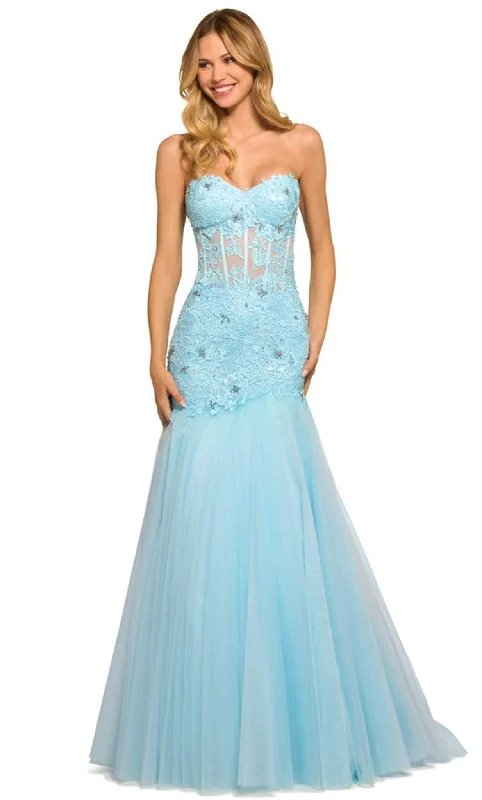 Vibrant Femme Fashion Sherri Hill 55488 - Embroidered Strapless Prom Gown