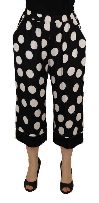 Urban Femme Streetwear Dolce & Gabbana Polka Dot Silk Mid Waist Women's Pants