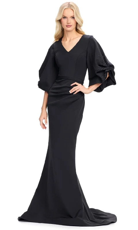 Rocker Chic Fashion Ashley Lauren 11740 - Balloon Sleeve Mermaid Evening Gown