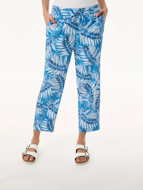 Step Ahead, Lead The Trend Pull On Drawstring Cropped Trouser, Printed Linen