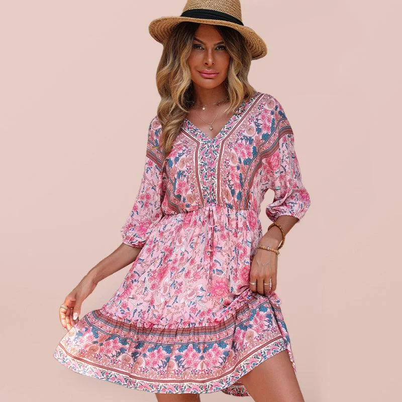 Trend Setting Wardrobe Floral Vintage Loose Mini Dress