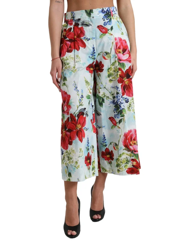 Fashion Forward Outfits Dolce & Gabbana Floral High Waist Wide Leg Women's Pants