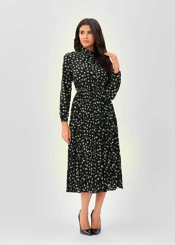 Snag Fabulous Fashion Bargains Green Foliage Midi Dress