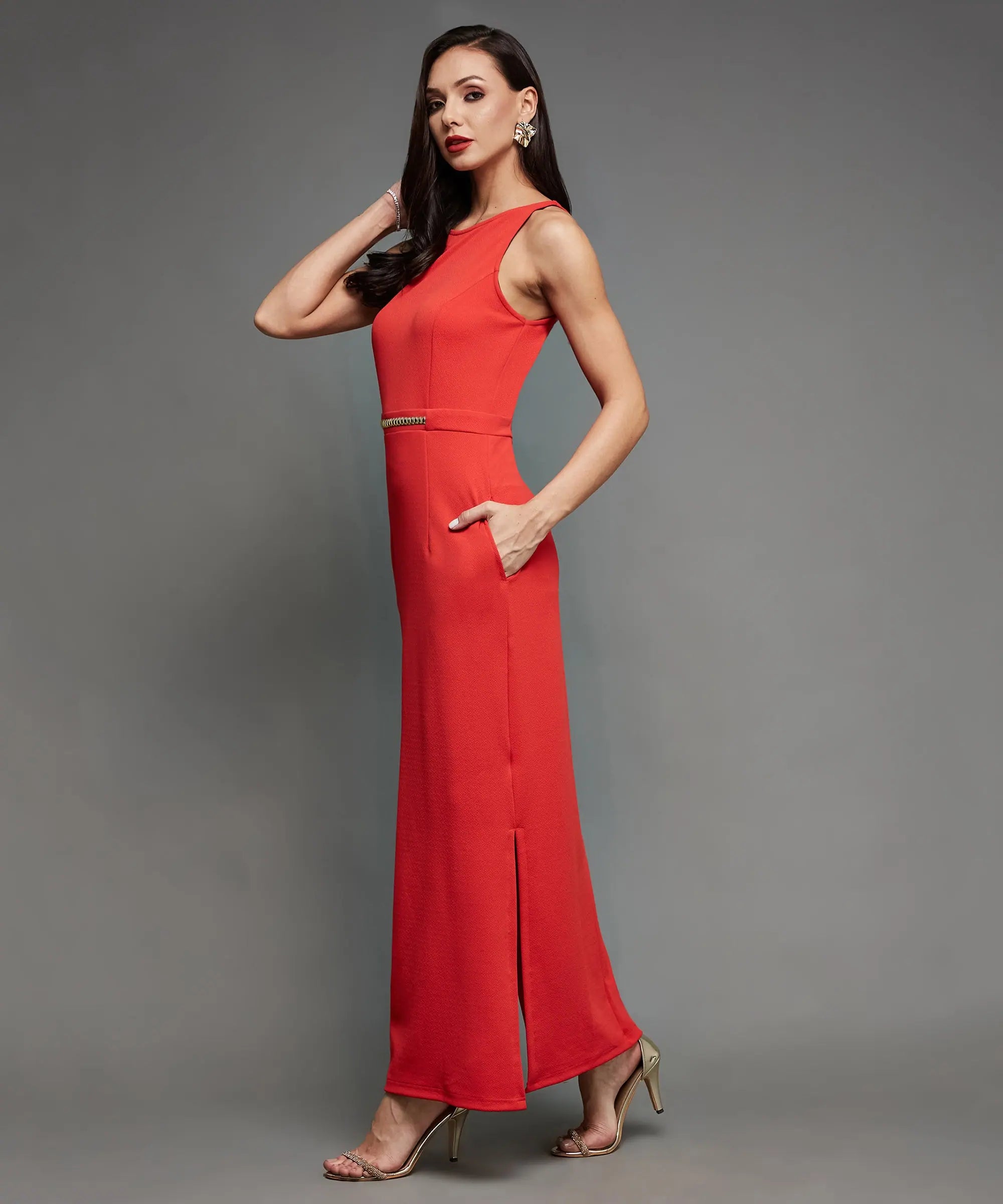 Pastel Styles Love Me Tonight Slitted Maxi Dress Red