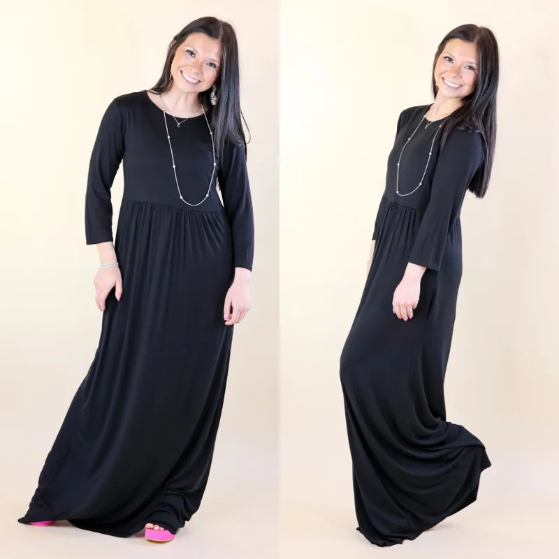 Trendsetting Threads Last Chance Size Small | Picture Perfect Solid Maxi Dress in Black