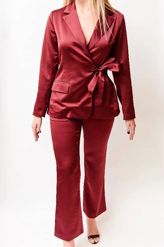 Best Sellers Glenda Satin Trouser In Burgundy