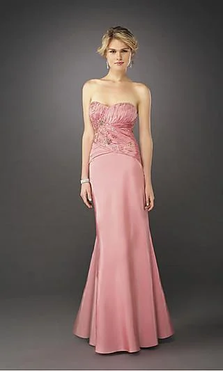 Stylish Looks La Femme - 12221 Ruche-Textured Semi-Sweetheart Evening Gown