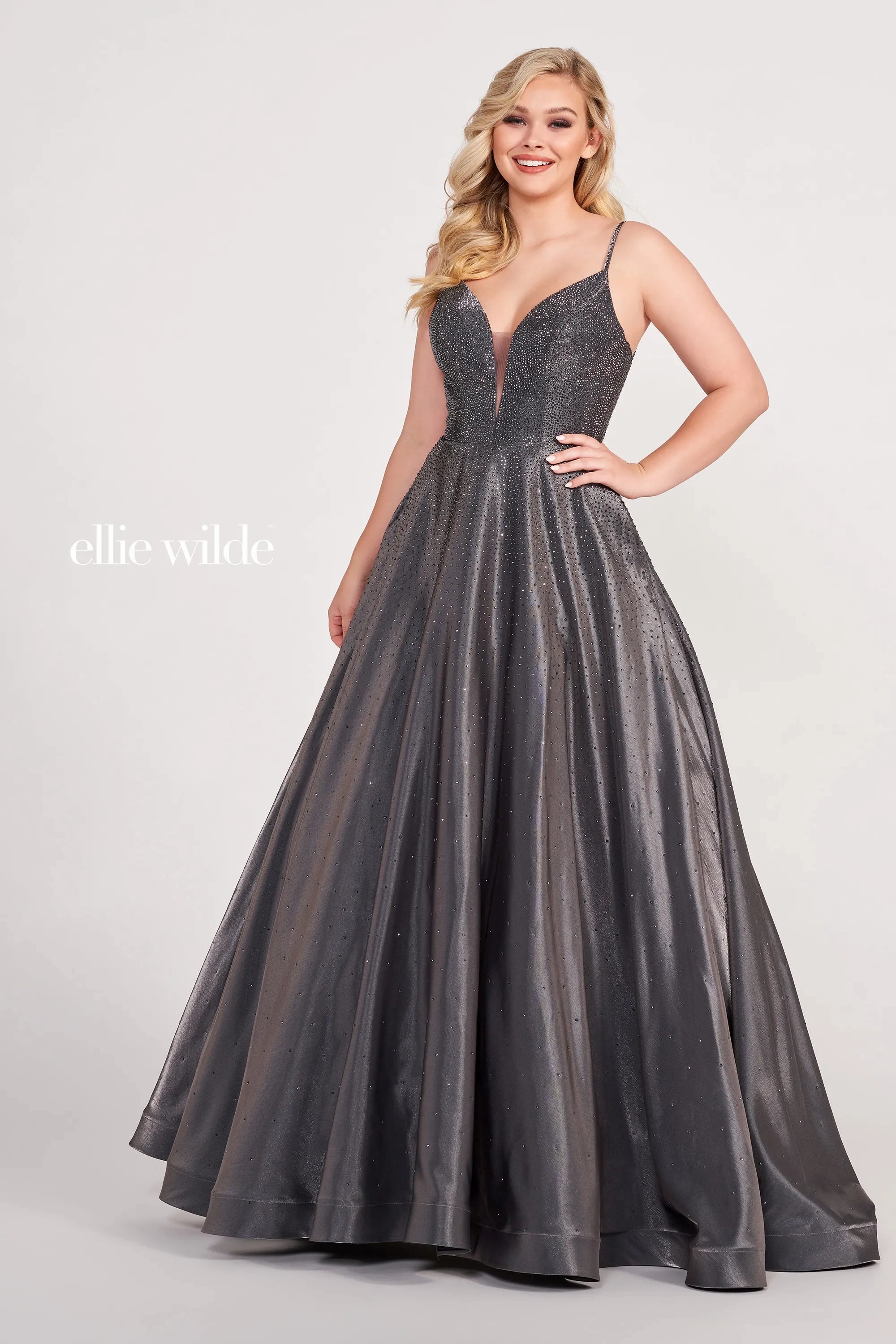 Style Your Wardrobe Ellie Wilde EW121005 - Sleeveless Stone Accent A-Line Long Gown