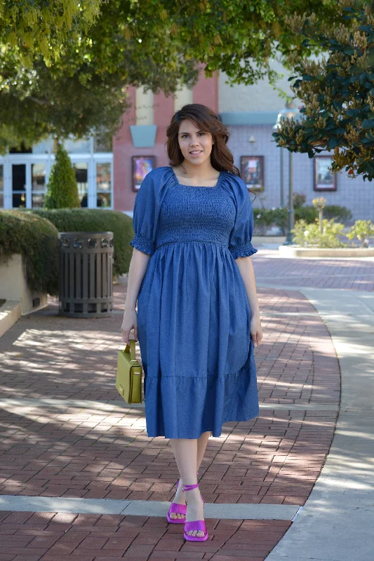 Vintage Fashion Tanya Denim Midi Dress