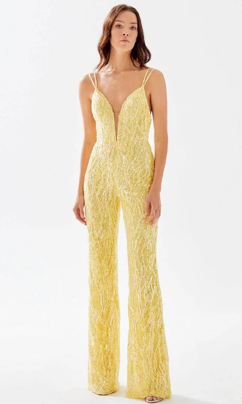 Trendy Styles Tarik Ediz 52092 - Fitted Bod Beaded Jumpsuit