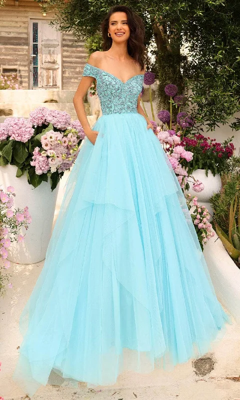 Exclusive Discount Amarra 94038 - Off-Shoulder A-Line Evening Gown