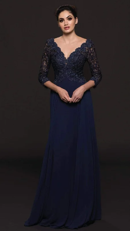 Premium Style Marsoni by Colors - Quarter Sleeve Scalloped Lace Gown M225