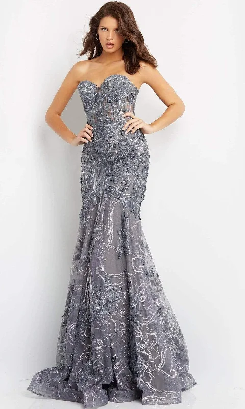 End Of Season Sale Jovani - 07935 Appliqued Sweetheart Mermaid Gown