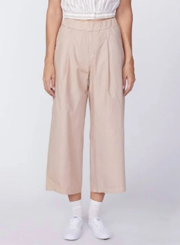 Attire Sale Fine Poplin Cropped Pull On Pant In Beige