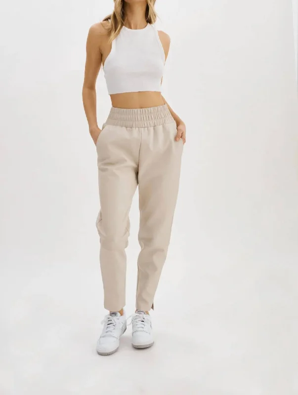 Effortless Everyday Wear Nineta Leather Joggers In Bone