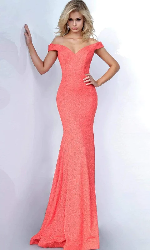 Timeless Elegance Redefined JVN by Jovani - JVN00351 Off Shoulder Jersey Mermaid Gown