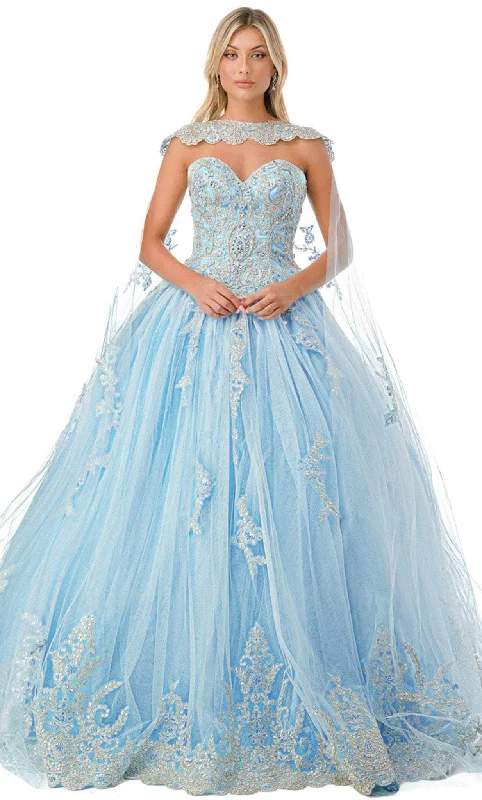 Stylish Savings Aspeed Design L2726 - Strapless Ballgown with Sheer Cape