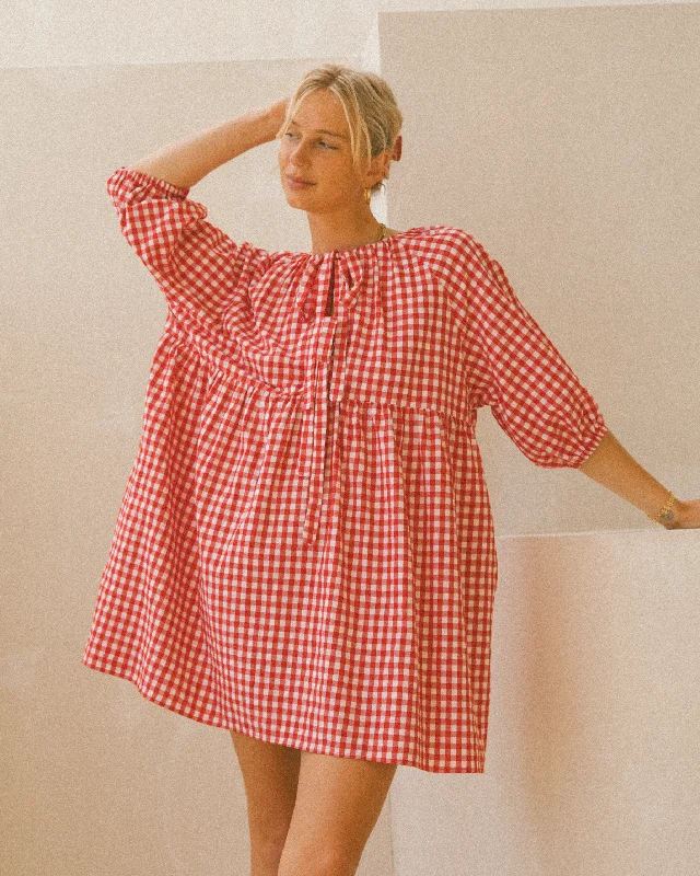 Chic Style, Always In Vogue Florence Mini Dress | Red Gingham