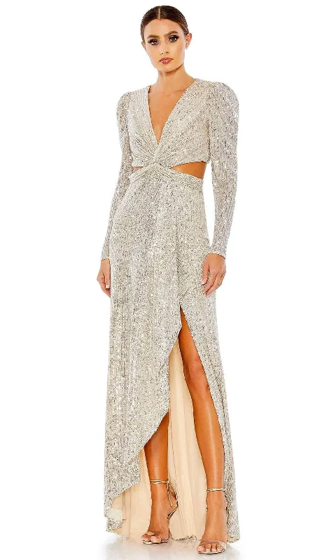 Innovate Your Wardrobe Ieena Duggal 26739 - Long-Sleeved Sequined Evening Gown