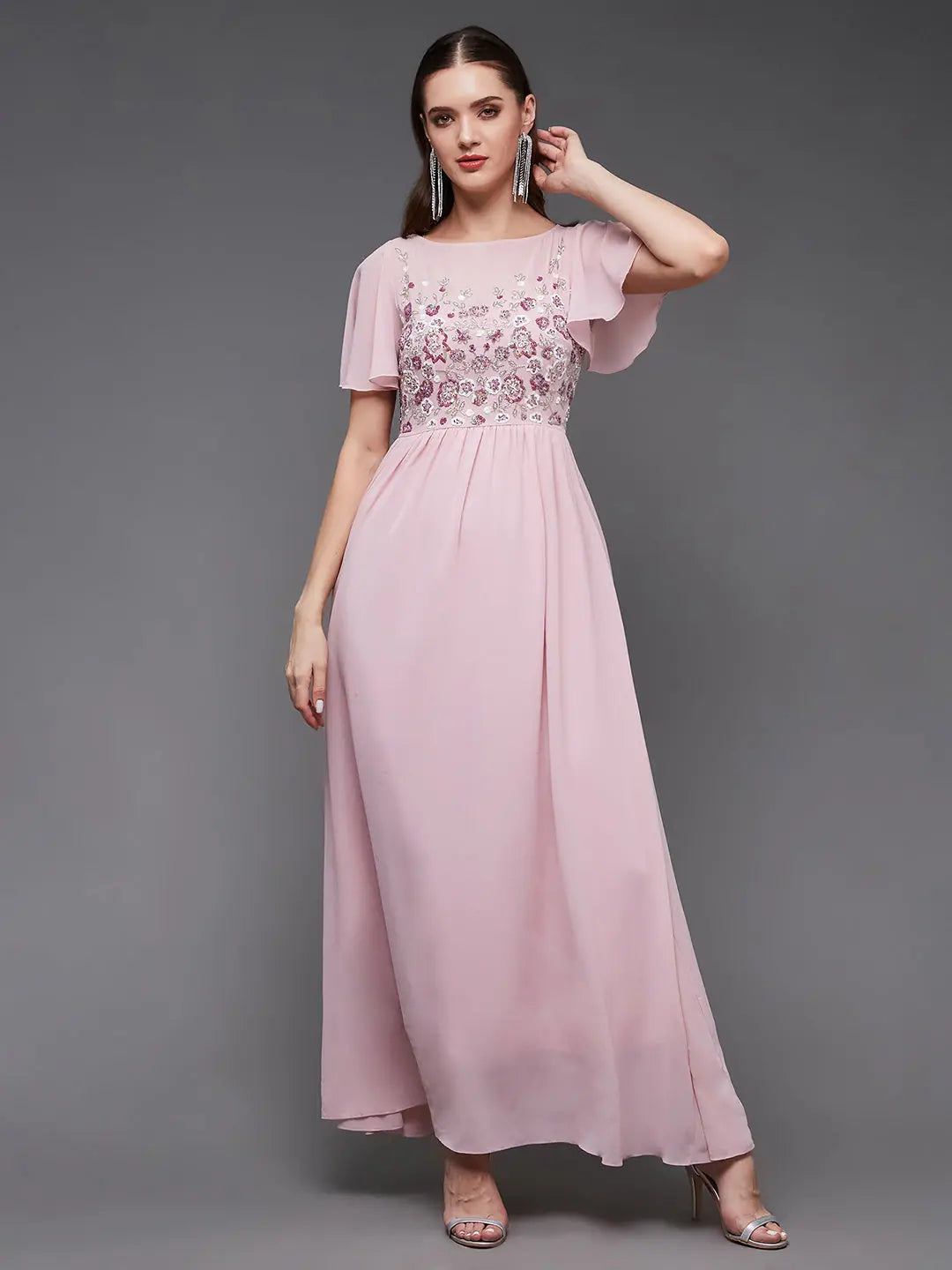 Special Occasion Wear The Burning Chambers Embroidered Maxi Dress Blush Pink