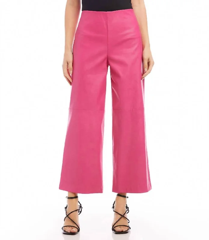 Style Redefined Women's Cropped Vegan Leather Pants In Hot Pink