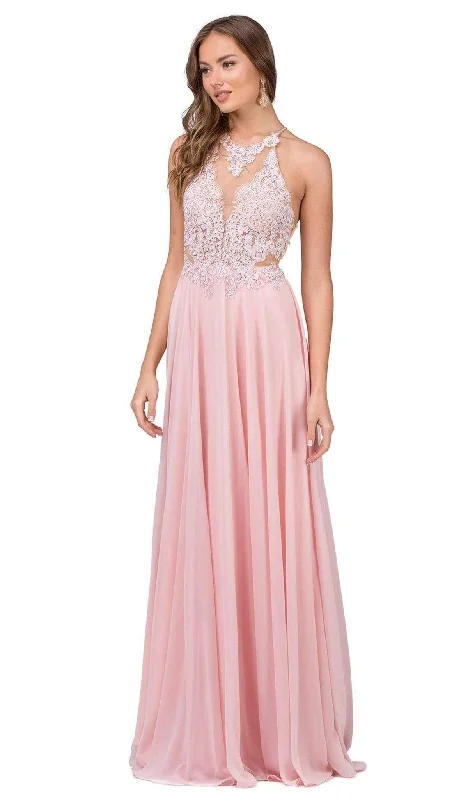 Style Versatile Women's Collection Dancing Queen - 2015 Lace Embellished Illusion Bodice Chiffon Gown