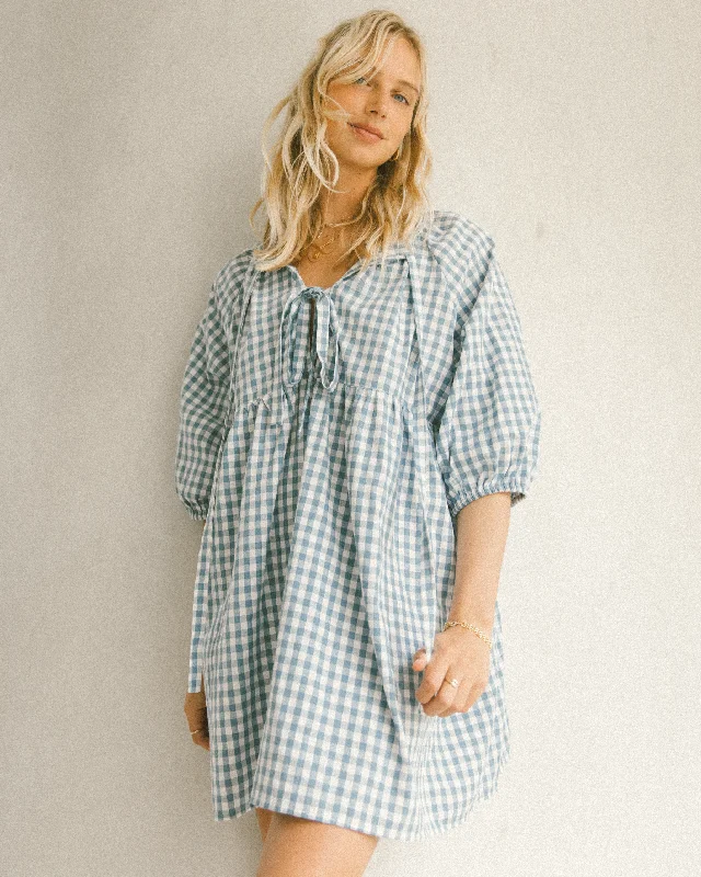 Elegant Attire For The Modern Lady Florence Mini Dress | Blue Gingham