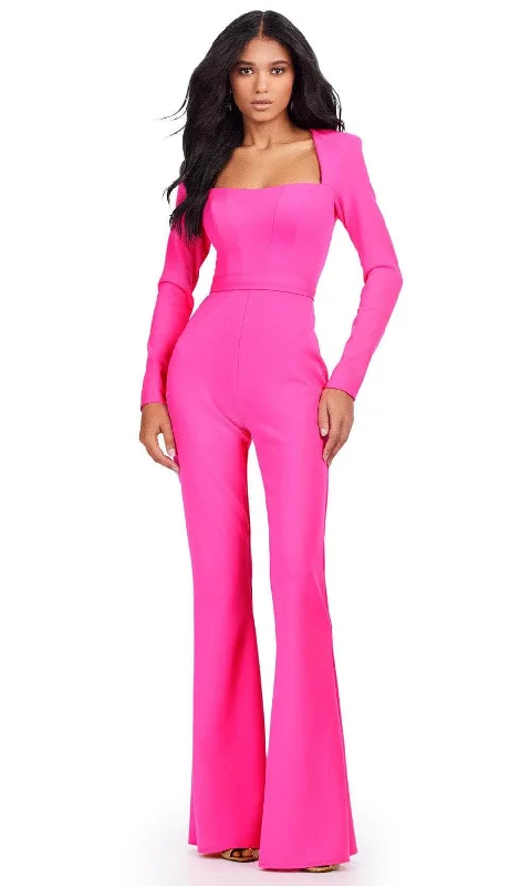 Dive Into Trendy Styles Ashley Lauren 11530 - Square Neck Scuba Jumpsuit