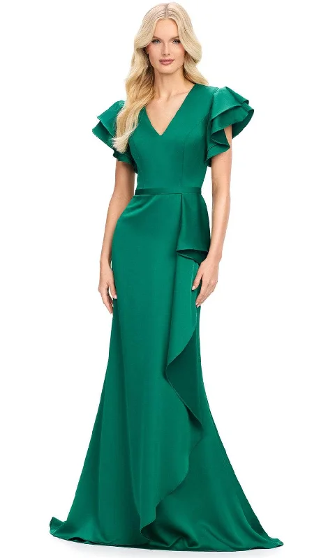 VIP Member Discount Ashley Lauren 11737 - Flutter Sleeve Ruffle Evening Gown