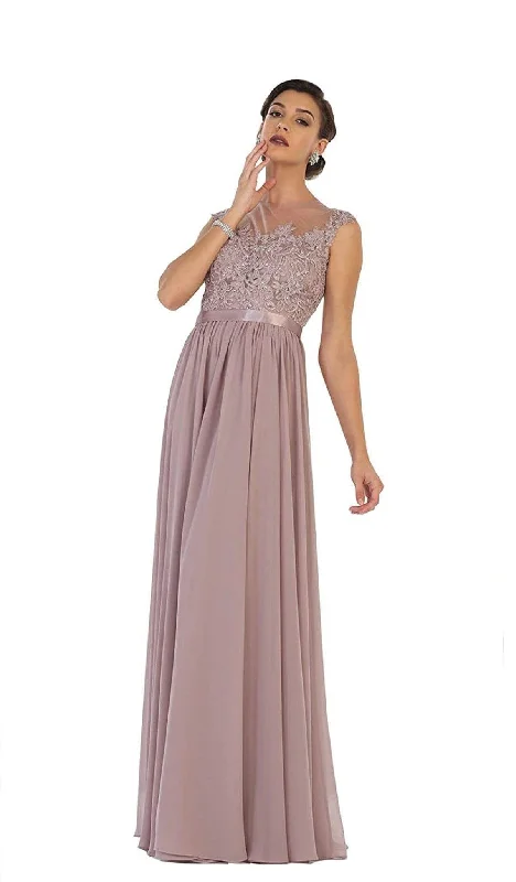 Unleash Your Style May Queen - Dainty Cap Sleeve Lace Applique Illusion Prom Gown