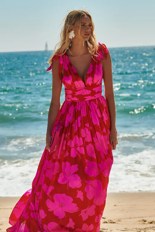 Dive Into Trendy Styles Caribbean Crush Descanso Pleated Maxi Dress