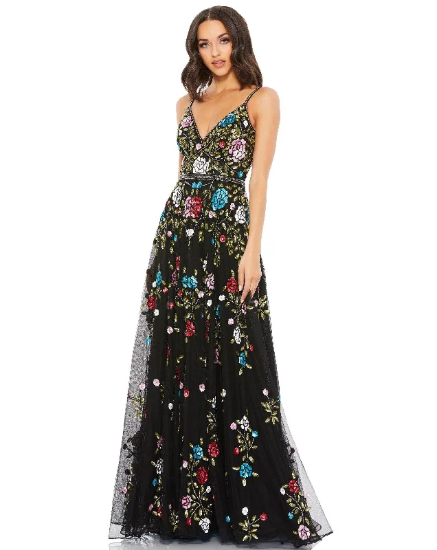 Trendy Street Style Attire Mac Duggal 5400 Long Formal Floral Prom Dress