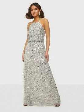 Snag Fabulous Fashion Bargains Maya All Over Sequin Haltneck Maxi Dress