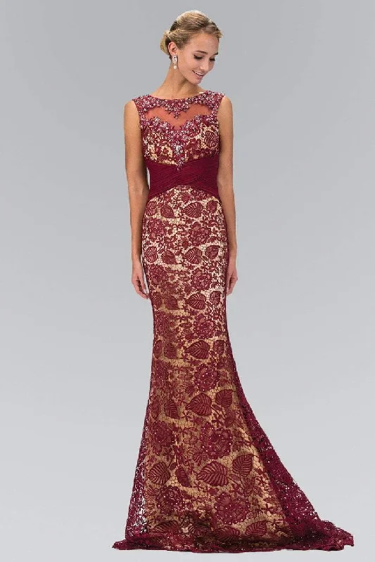 Luxury Fashion Elizabeth K - GL1415 Bejeweled Illusion Trumpet Gown