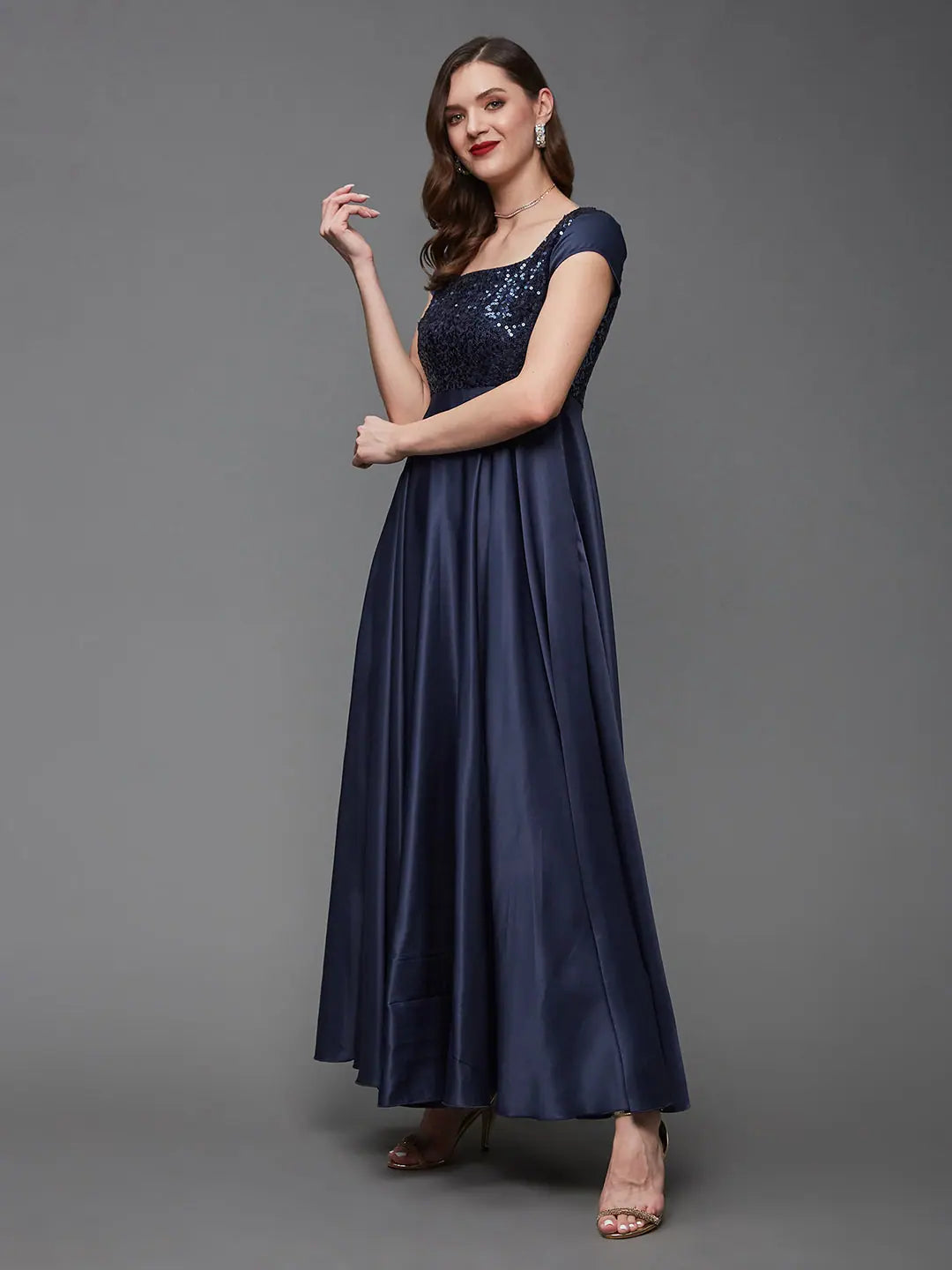 Limited Styles Forget About Past Sequined Maxi Dress Navy Blue