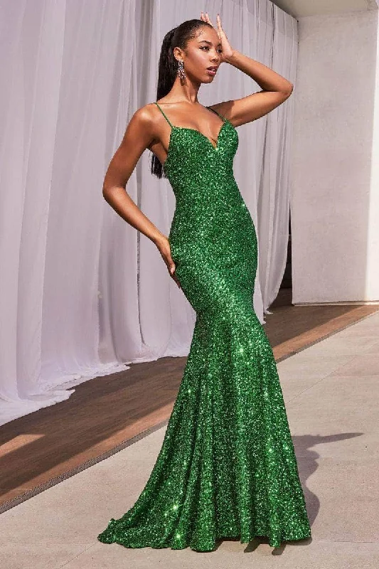 Chic Casual Style Cinderella Divine CH066 - Sleeveless Sequin Embellished Prom Gown