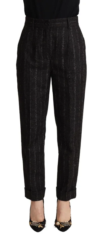 Trendy Street Style Dolce & Gabbana Elegant High-Waisted Striped Tape Women's Pants