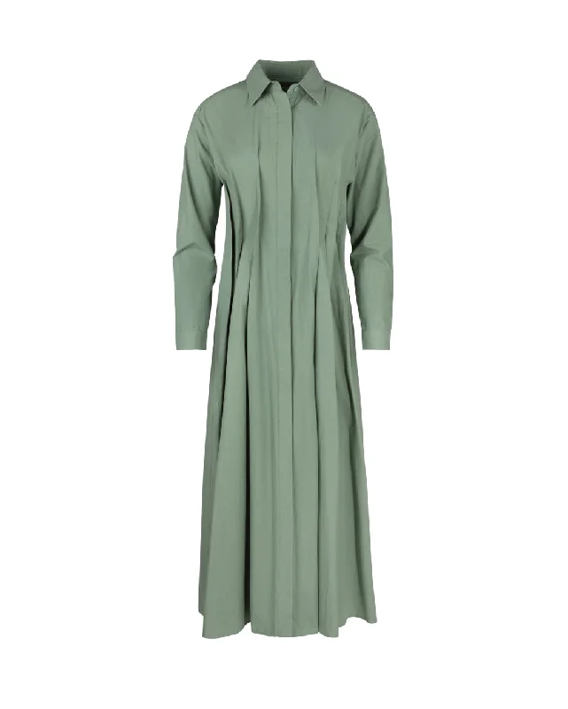 Evening Looks Poplin Seam Pleat Maxi Dress