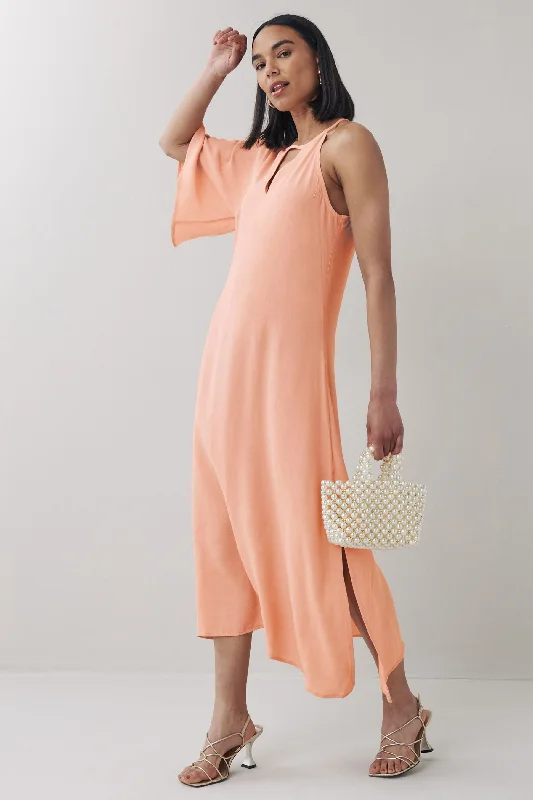 Fashion Sale One Shoulder Midi Dress Blush