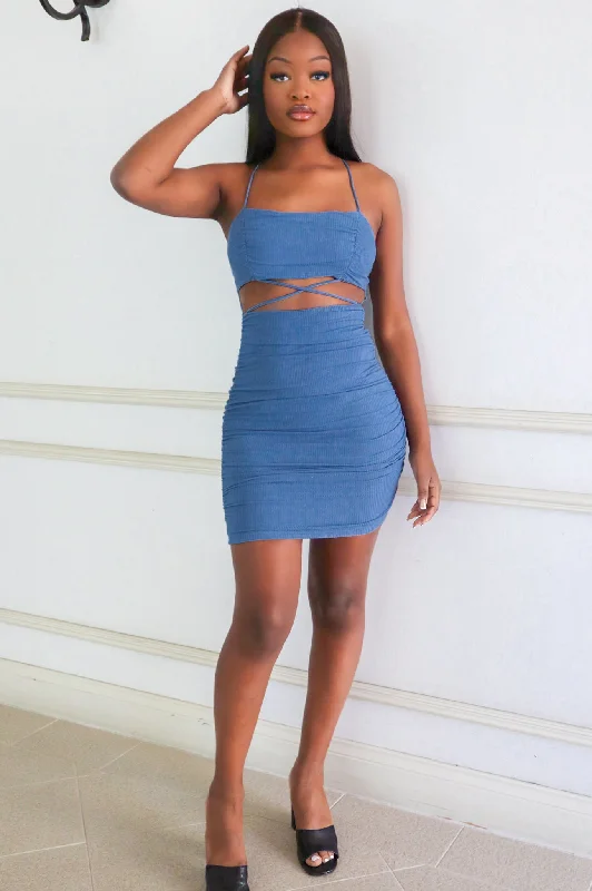 Hot Trends Candace Mini Dress - Blue