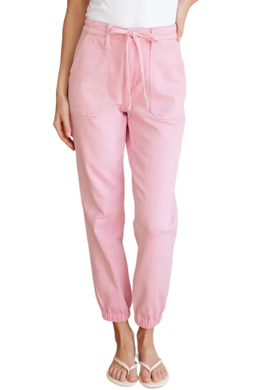 Chic Trend Collection Regina Denim Jogger In Pink